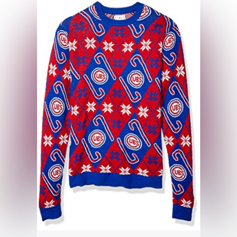 CHICAGO Cubs Candy Cane Christmas sweater